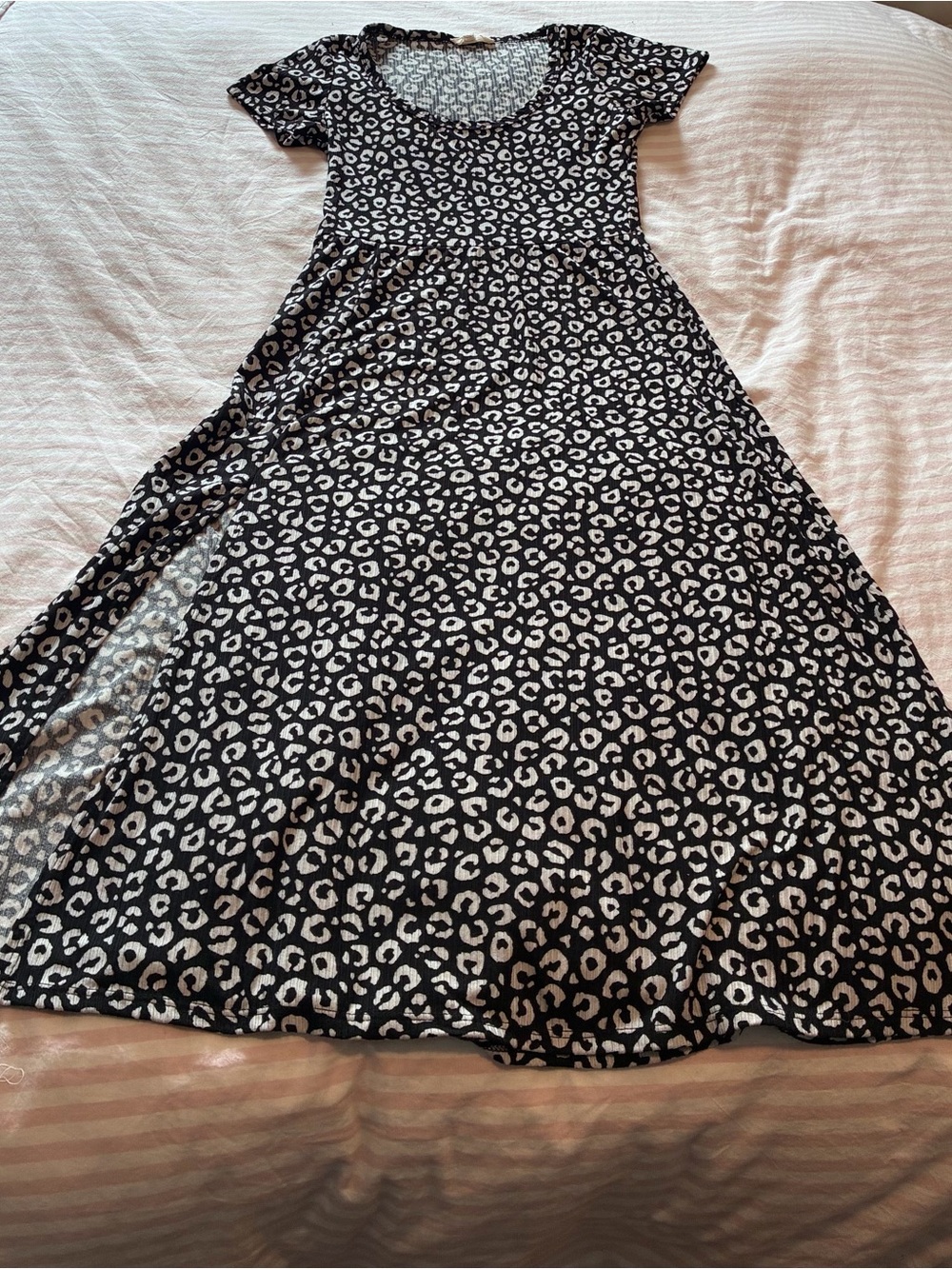 Black and White Leopard Print A-Line Dress